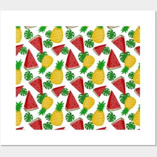 Watermelon and pineapple pattern Posters and Art